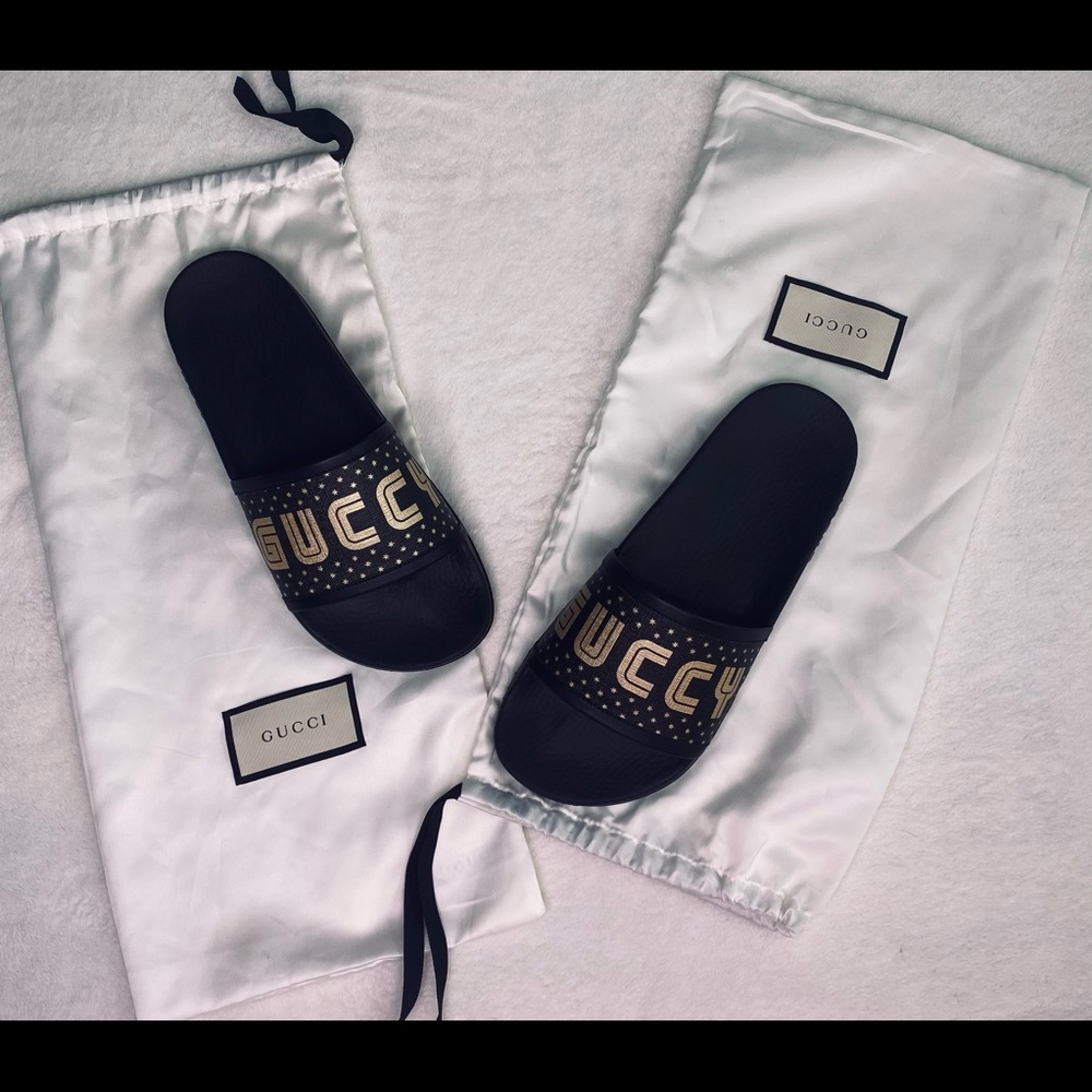 Gucci T. Supreme Guccy Star Slide Sandals